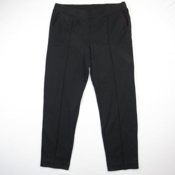 J. Crew Pants Black Pull On Women's Size L Stretch Cotton Blend Elastic Waist Po - Picture 1 of 4